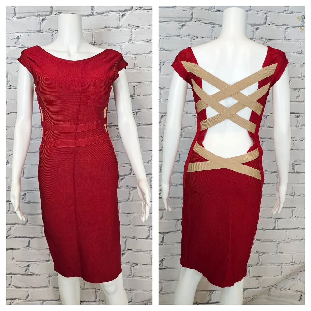 Mac Duggal Red Bodycon Open Back Dress